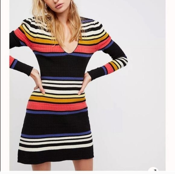 Free People Dresses & Skirts - Free People Multicolor Striped Knit Dress. Size XS